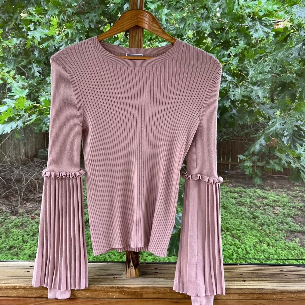 Chelsea28 Women's Pink Pleated Sleeve Pullover Sweater Size XS